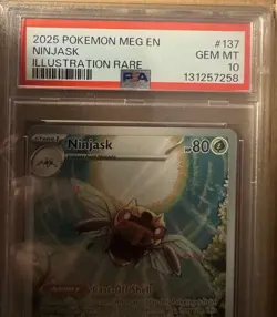 2025 Pokemon Ninjask 137/132 Me01: Mega Evolution Illustration Rare Holo PSA 10 - Image 3
