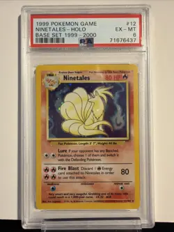1999 Pokemon Game #12 Ninetales-Holo Base Set 1999-2000 PSA 6 - Image 1