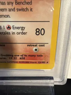 1999 Pokemon Game #12 Ninetales-Holo Base Set 1999-2000 PSA 6 - Image 3