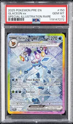 2025 POKEMON PRE EN-PRISMATIC EVOLUTIONS #150 GLACEON EX PSA 10 - Image 1