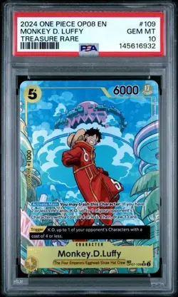 PSA GEM 10: 2024 One Piece OP08-Two Legends #109 Monkey D. Luffy Treasure Rare - Image 1