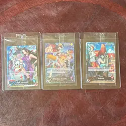 Bandai One Piece CCG Leader Cards Boa Hancock, Shanks, Monkey D. Luffy Lot (3) - Image 1