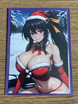 High School dxd Akeno Himejima Sexy Christmas Beauty Waifu Doujin Goddess Card - Image 1