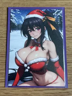 High School dxd Akeno Himejima Sexy Christmas Beauty Waifu Doujin Goddess Card - Image 3
