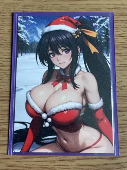 High School dxd Akeno Himejima Sexy Christmas Beauty Waifu Doujin Goddess Card - Image 5