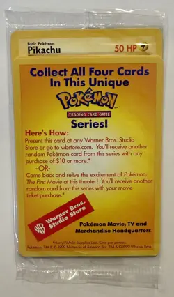 Unopened Pokemon: The First Movie 1999 WB Warner Bros Promo Pikachu Card Sealed - Image 1