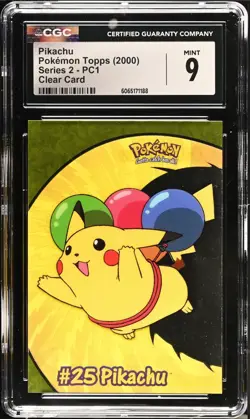 CGC 9 MINT Pikachu PC1 Pokemon 2000 TOPPS TV Animation Clear Card Vintage - Image 1