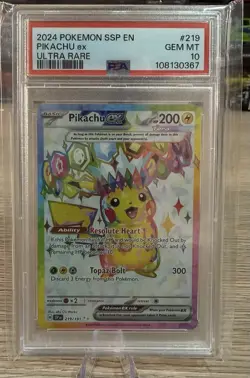 Pokemon Pikachu EX Surging Sparks Ultra Rare Card 219/191 PSA 10 - Image 1