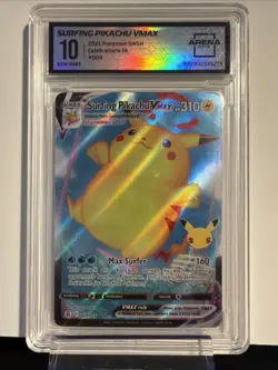 2021 Surfing Pikachu VMAX Celebrations 009/025 Holo Pokemon Card Arena Club 10 - Image 1