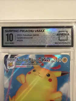 2021 Surfing Pikachu VMAX Celebrations 009/025 Holo Pokemon Card Arena Club 10 - Image 4