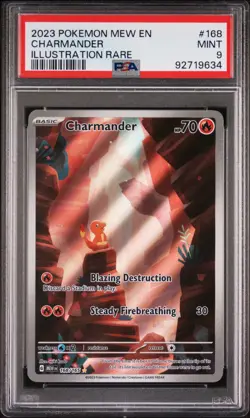 2023 POKEMON MEW EN-151 ILLUSTRATION RARE #168 CHARMANDER PSA 9 - Image 1