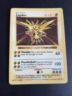Shadowless Zapdos Holo Base Set 16/102 Pokemon TCG Vintage - Image 1