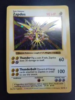 Shadowless Zapdos Holo Base Set 16/102 Pokemon TCG Vintage - Image 3