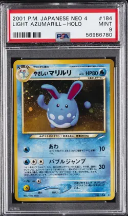 2001 POKEMON JAPANESE NEO 4 #184 LIGHT AZUMARILL-HOLO PSA 9 - Image 1