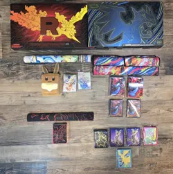 Pokemon Tcg Prismatic Evolution Team Rocket Phantasmal Flames Playmats Sleeves - Image 1