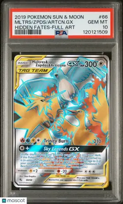 2019 Pokemon Sun Moon Hidden Fates Articuno GX Zapdos Moltres FA PSA 10 66/68 - Image 1