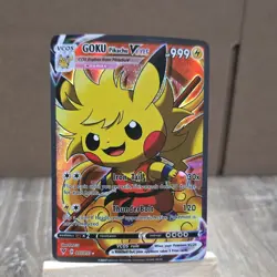 Pokemon Goku Pikachu Vcos Full Art Holo Cosmax 999 HP 120 FAN ART NON TCG - Image 1