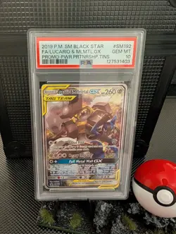 2019 POKEMON SM BLACK STAR PROMO #SM192 FULL ART/LUCARIO & MELMETAL GX PSA 10 - Image 1