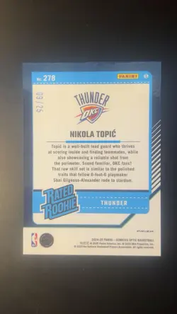 2024-25 Panini Optic Nikola Topic Rated Rookie Green Scope /25 RC - Image 2