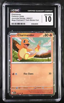 CGC 10 Charmander 020/217 Cosmos Holo Promo Ascended Heroes Pokemon Card - Image 1