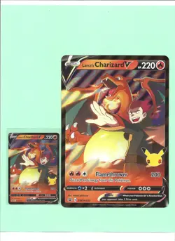 2 CELEBRATIONS POKEMON LANCE'S CHARIZARD V SWSH133 PROMO 1 JUMBO+ REGULAR - Image 1