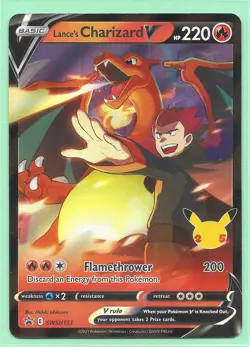 2 CELEBRATIONS POKEMON LANCE'S CHARIZARD V SWSH133 PROMO 1 JUMBO+ REGULAR - Image 2