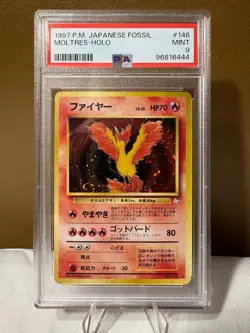 PSA 9 Japanese Fossil 1997 Moltres #146 HOLO - Image 1