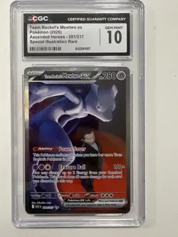 2026 POKEMON ASC SPECIAL ILLUSTRATION RARE #281 TEAM ROCKET'S MEWTWO EX CGC 10 - Image 1