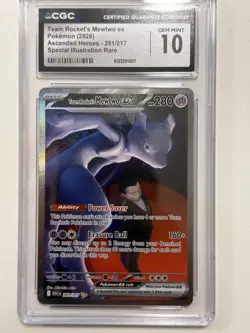 2026 POKEMON ASC SPECIAL ILLUSTRATION RARE #281 TEAM ROCKET'S MEWTWO EX CGC 10 - Image 2