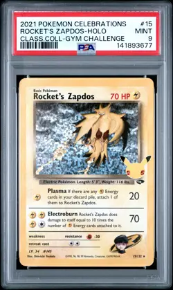 2021 POKEMON CELEBRATIONS CLASSIC COLLECTION #15 ROCKET'S ZAPDOS-HOLO PSA 9 - Image 1