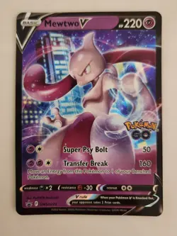 Mewtwo V SWSH223 Black Star Promo Pokemon Go TCG NM/barely Used - Image 1