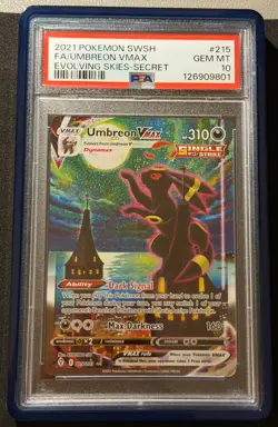 Umbreon VMAX 215/203 Alt Art Secret Rare Evolving Skies Pokemon PSA 10 - Image 1