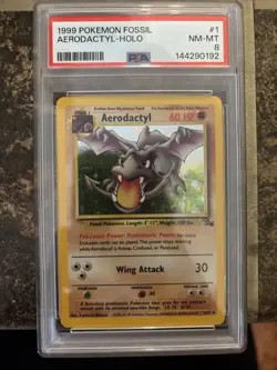 Pokemon TCG Aerodactyl Fossil Holo Card 1/62 PSA 8 - Image 1