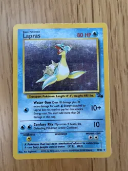 Pokemon TCG Lapras Fossil Holo Card 10/62 Unlimited Rare 1999 - Image 1