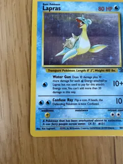 Pokemon TCG Lapras Fossil Holo Card 10/62 Unlimited Rare 1999 - Image 3