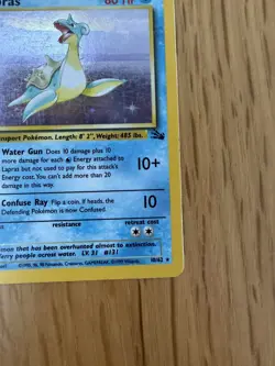 Pokemon TCG Lapras Fossil Holo Card 10/62 Unlimited Rare 1999 - Image 4