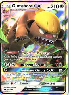SM Base Set #110/149 Gumshoos GX Ultra Rare Holo Trading Card 2017 TCG - Image 1