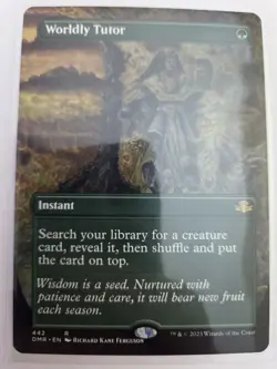 mtg, Worldly Tutor (Borderless) Dominaria Remastered Foil NM - Image 1
