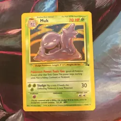 Pokemon TCG Muk 13/62 Fossil Holo Rare HP70 Sludge Card 1999 English - Image 1