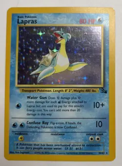 Lapras 10/62- Fossil Unlimited Pokemon Card Holo Rare - LP - Image 1