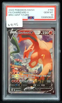 Charizard V #154/172 Brilliant Stars PSA 10 Pokemon Card - Image 1