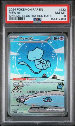 2024 POKEMON PAF EN-PALDEAN FATES SPECIAL ILLUSTRATION RARE #232 MEW EX PSA 8 - Image 1