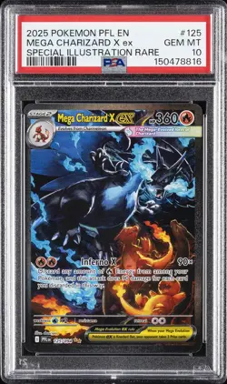 2025 POKEMON PFL EN-PHANTASMAL FLAMES #125 MEGA CHARIZARD X EX PSA 10 - Image 1