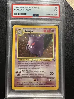 1999 POKEMON FOSSIL #5 GENGAR-HOLO PSA 5 - Image 1