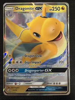 2018 POKEMON DRAGON MAJESTY DRAGONITE GX 37/70 ULTRA RARE HOLO - Image 1