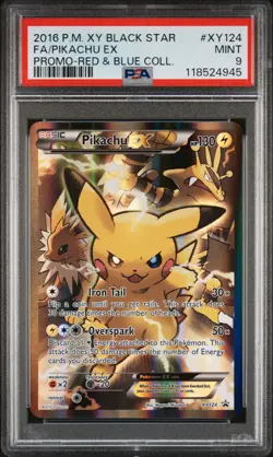 2016 POKEMON XY BLACK STAR PROMO RED & BLUE COLLECTION FULL ART/PIKACHU EX PSA 9 - Image 1
