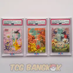 PSA 10 Pokemon Let's Have Fun! Spring Pokeka Sticker set of 3 (2020, 2021, 2022) - Image 1
