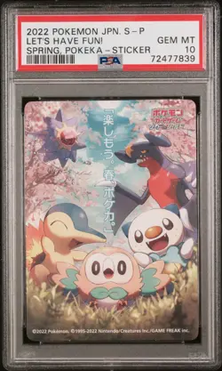 PSA 10 Pokemon Let's Have Fun! Spring Pokeka Sticker set of 3 (2020, 2021, 2022) - Image 2