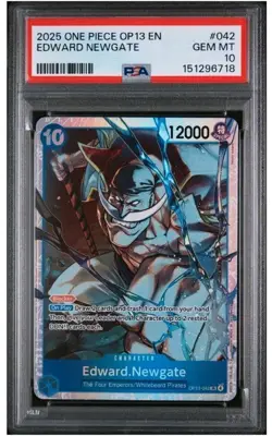 2025 ONE PIECE OP13 CARRYING ON HIS WILL 042 EDWARD NEWGATE PSA 10 Very Low POP - Image 1