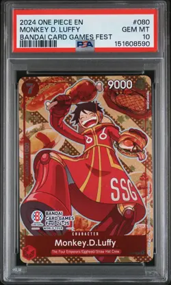 2024 ONE PIECE PROMOS BANDAI CARD GAMES FEST #080 MONKEY D. LUFFY PSA 10 - Image 1